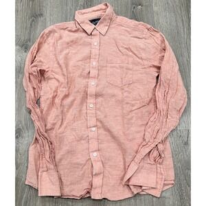 American Rag Shirt Men's Small Coral‎ Preppy Y2K Button Up Linen Cotton Shirt